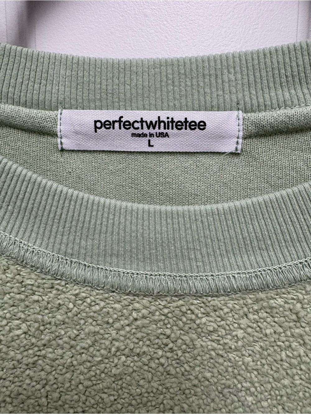 perfectwhitetee Light Green Crewneck Terry Sweatshirt - Picture 2 of 3